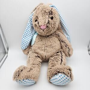 Toms Toy Floppy Bunny Rabbit Plush 16" Brown Fur Blue Check Ears Stuffed Lovey